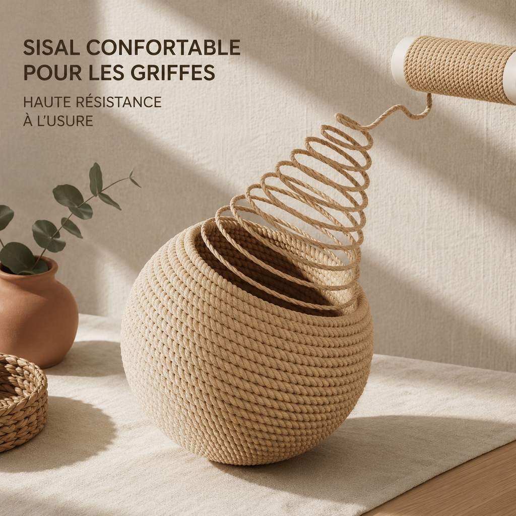 Balle à gratter en sisal pour chat - sonore
