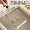 Pelle à litière en acier inoxydable, manche ergonomique