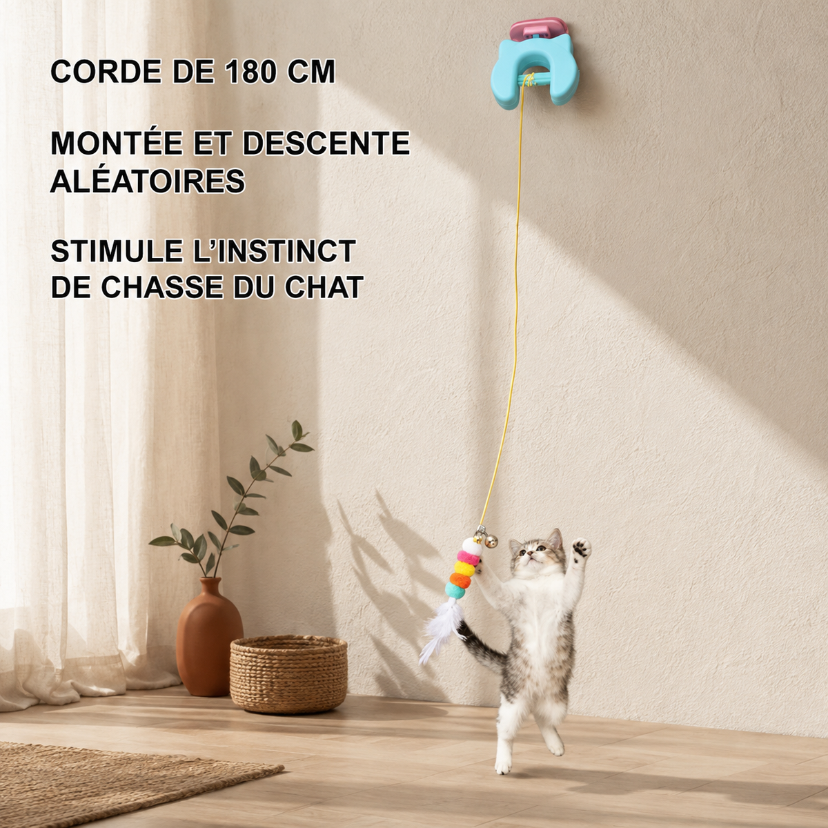 Jouet électrique à suspendre pour chat - Balançoire à plumes