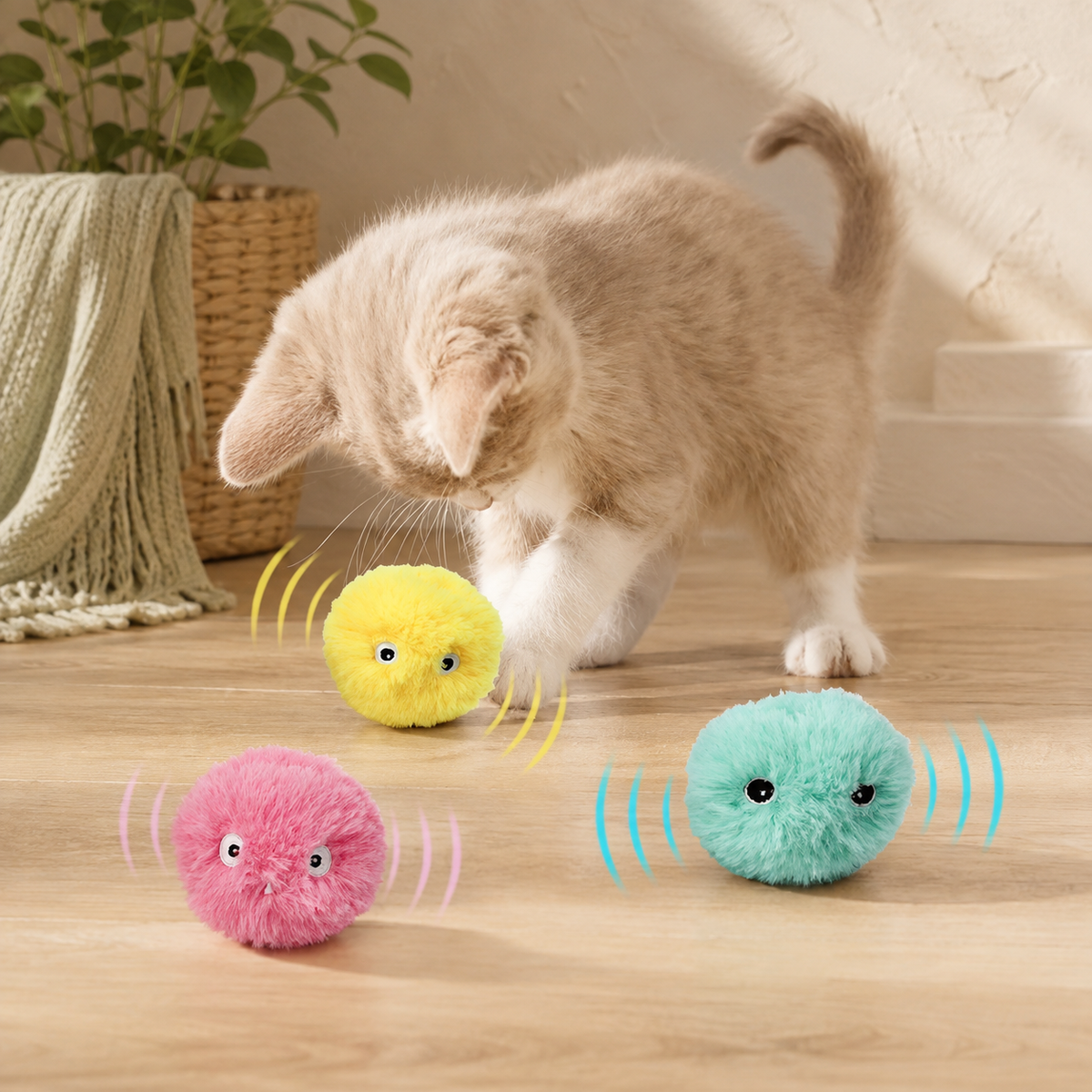 Balle interactive électrique pour chat avec herbe à chat