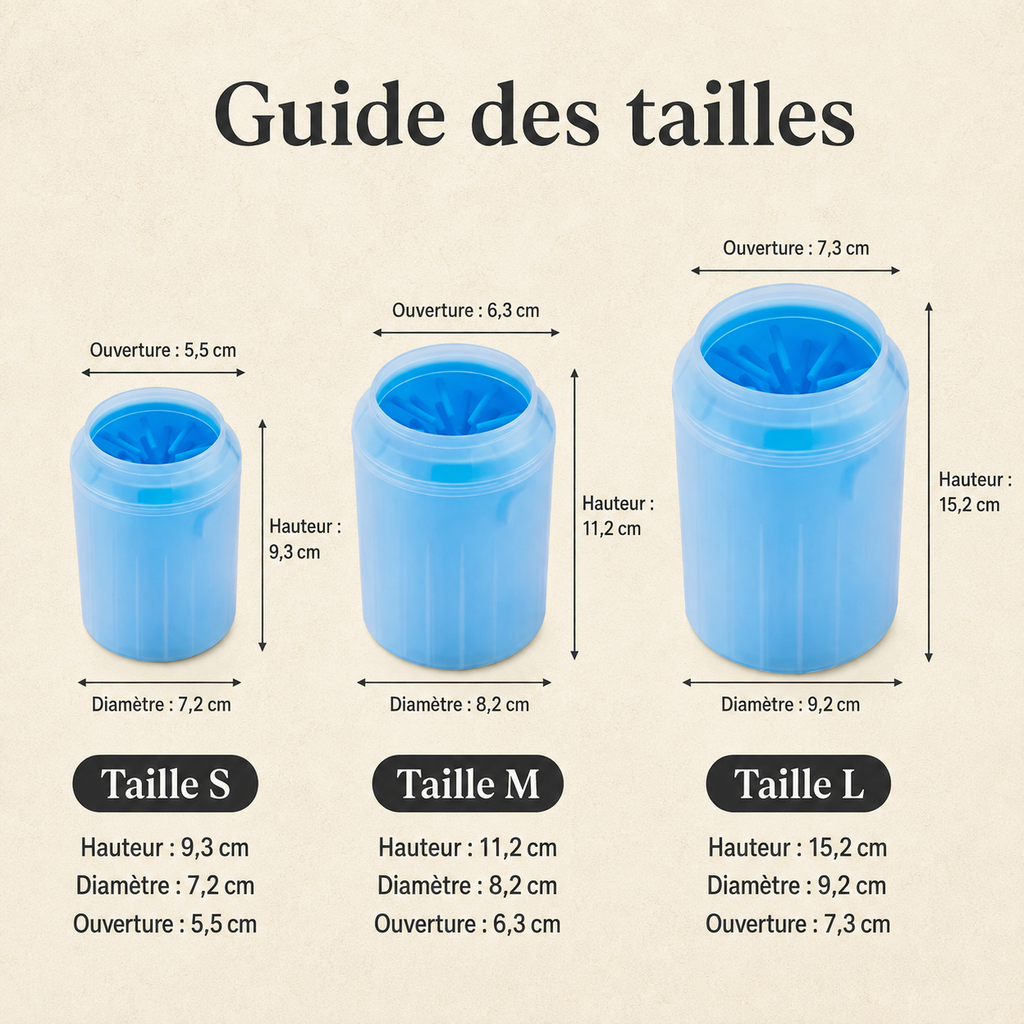 Gobelet nettoyeur de pattes en silicone pour chien et chat