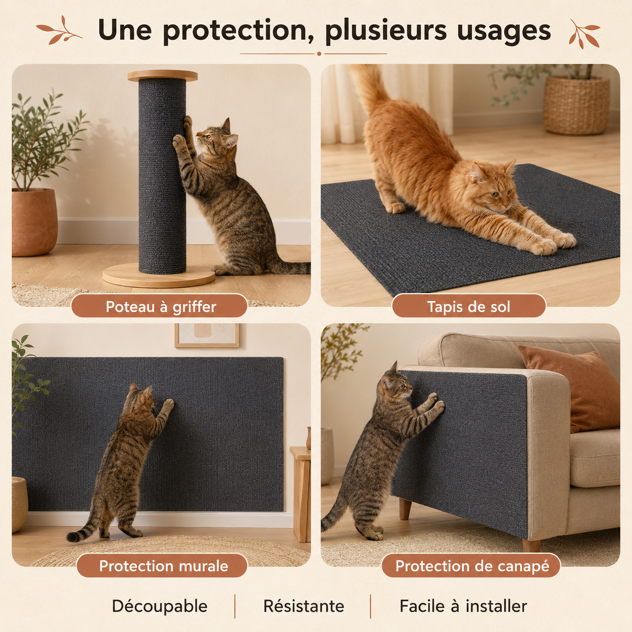 Tapis à gratter auto-adhésif pour chat