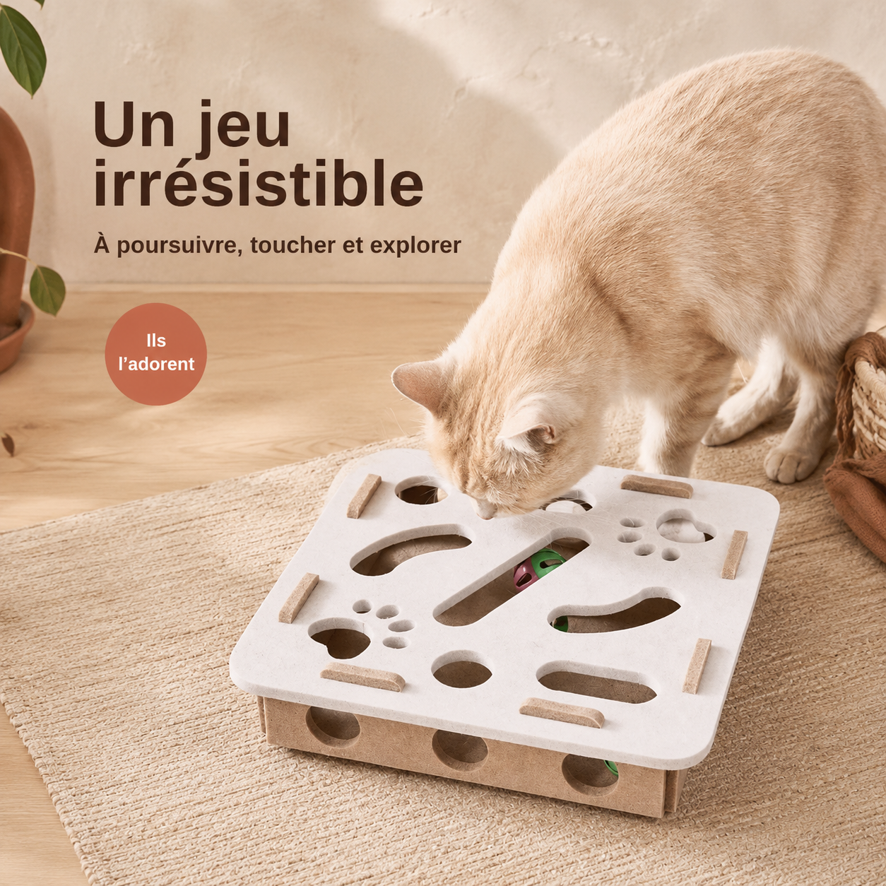 Tapis de chasse interactif pour chat avec bâton