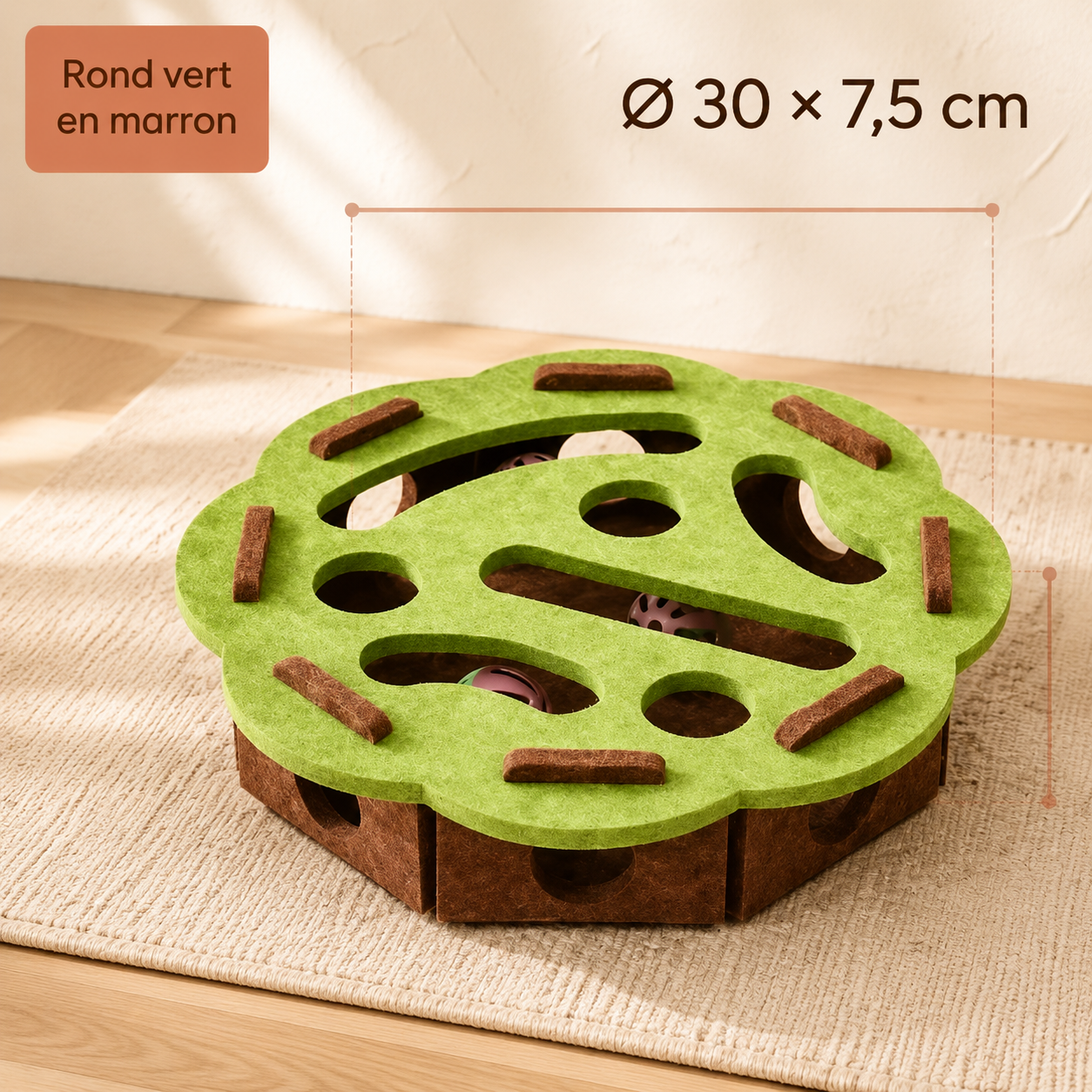 Tapis de chasse interactif pour chat avec bâton