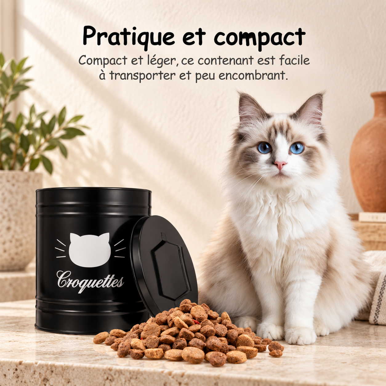 Boîte de conservation hermétique en métal pour croquettes