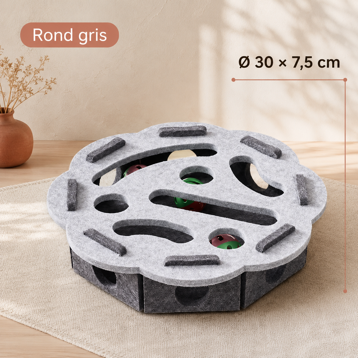 Tapis de chasse interactif pour chat avec bâton