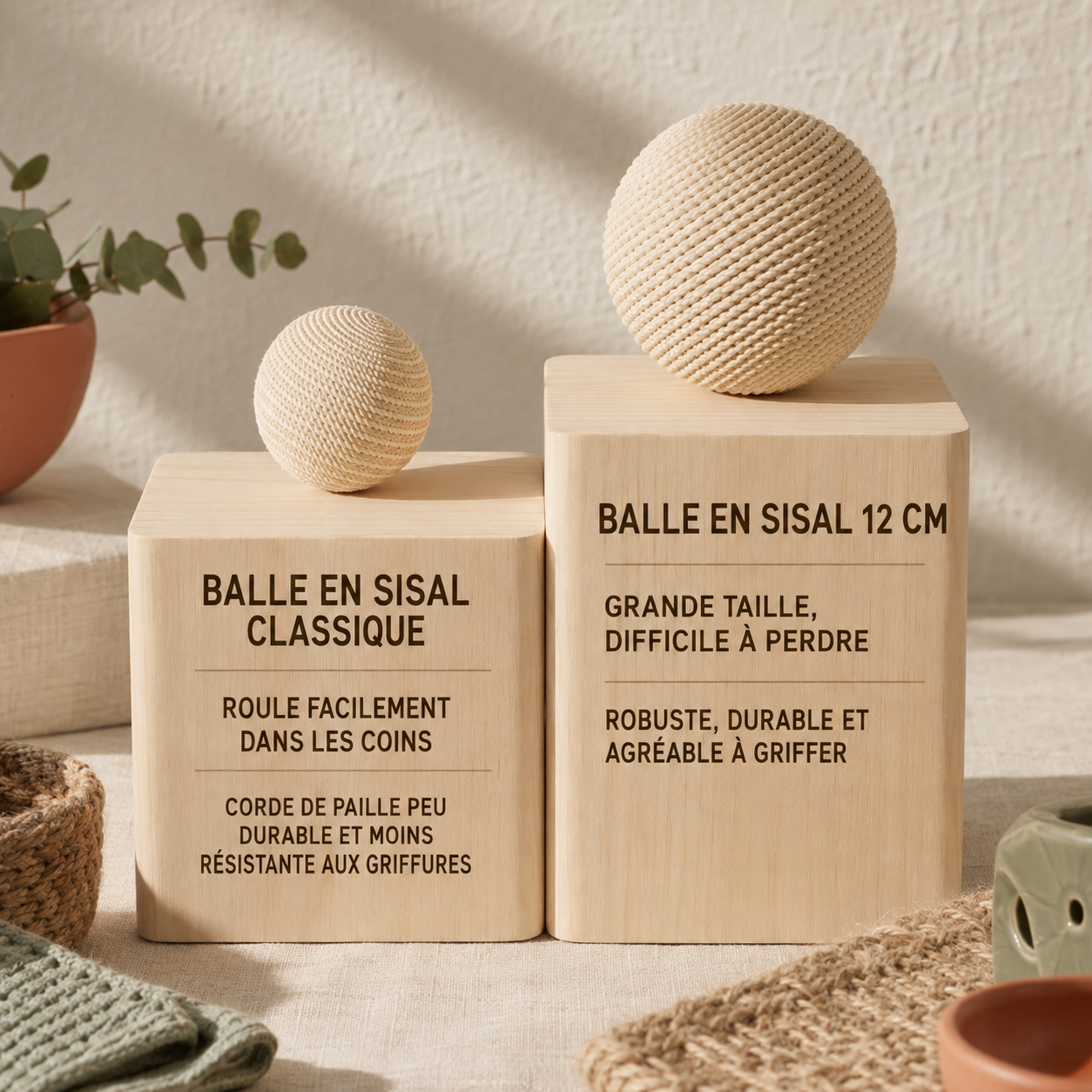 Balle à gratter en sisal pour chat - sonore