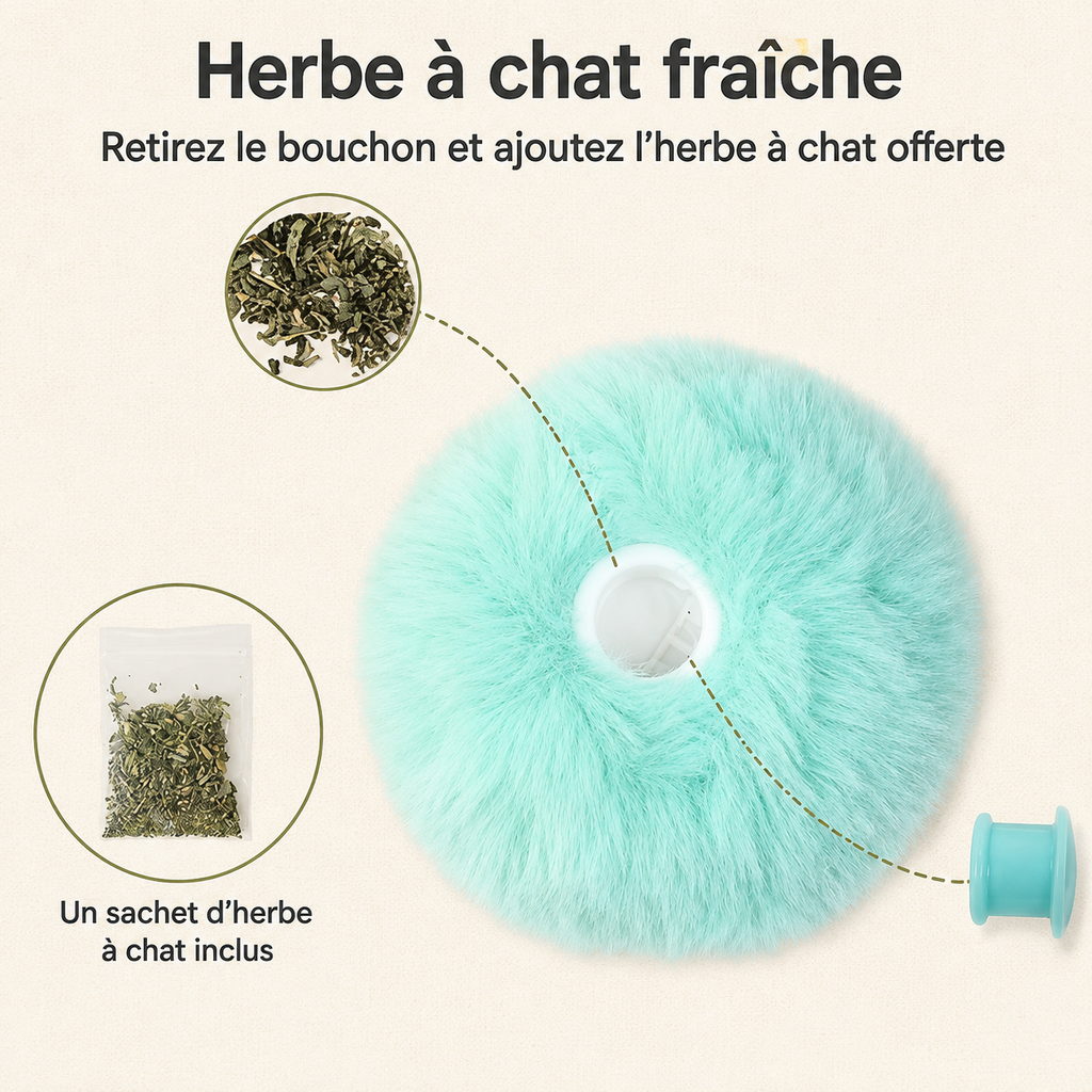 Balle interactive électrique pour chat avec herbe à chat