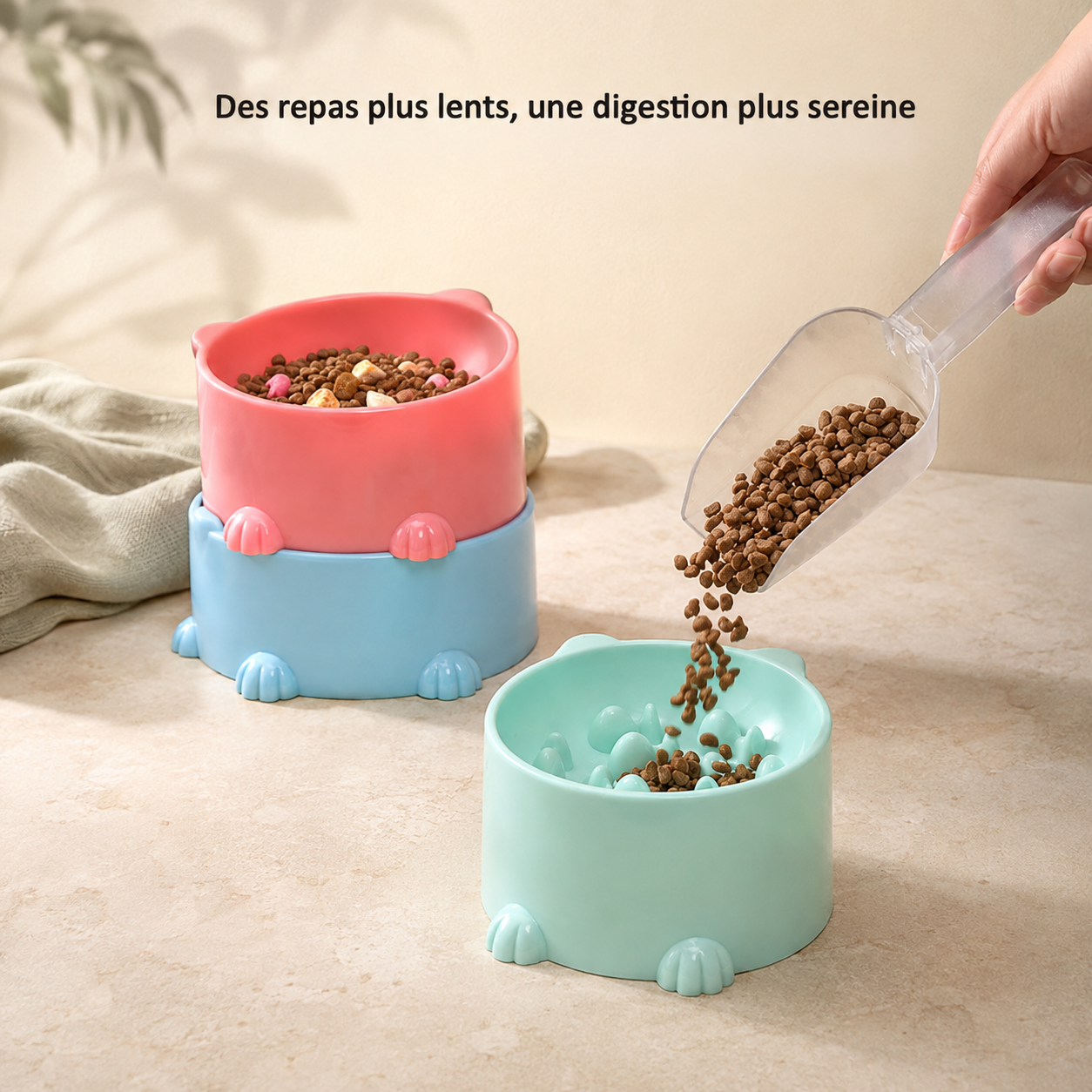 Gamelle anti-glouton pour chat et chien, design anti-étouffement