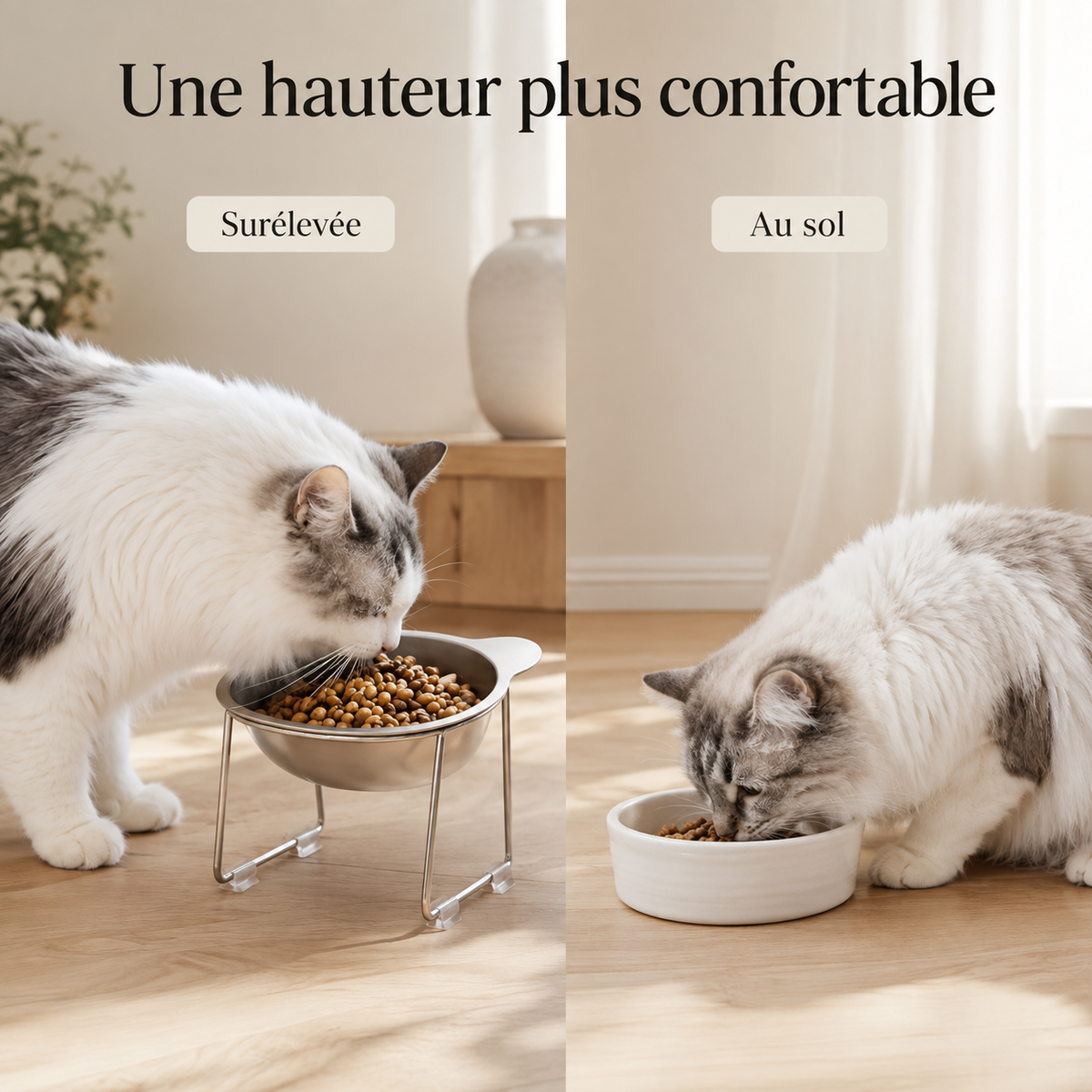 Gamelle surélevée inclinée en inox 304 pour chat