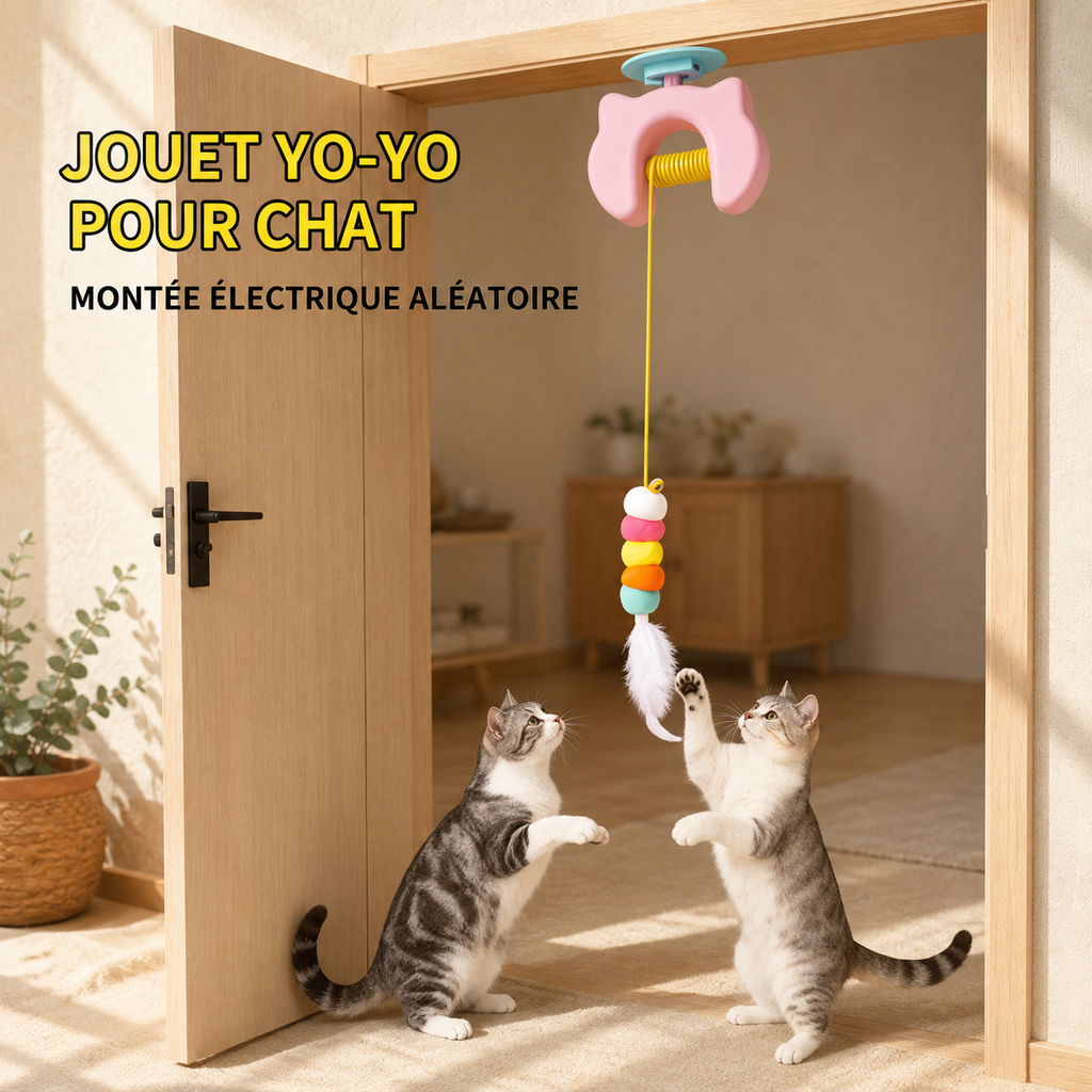 Jouet électrique à suspendre pour chat - Balançoire à plumes