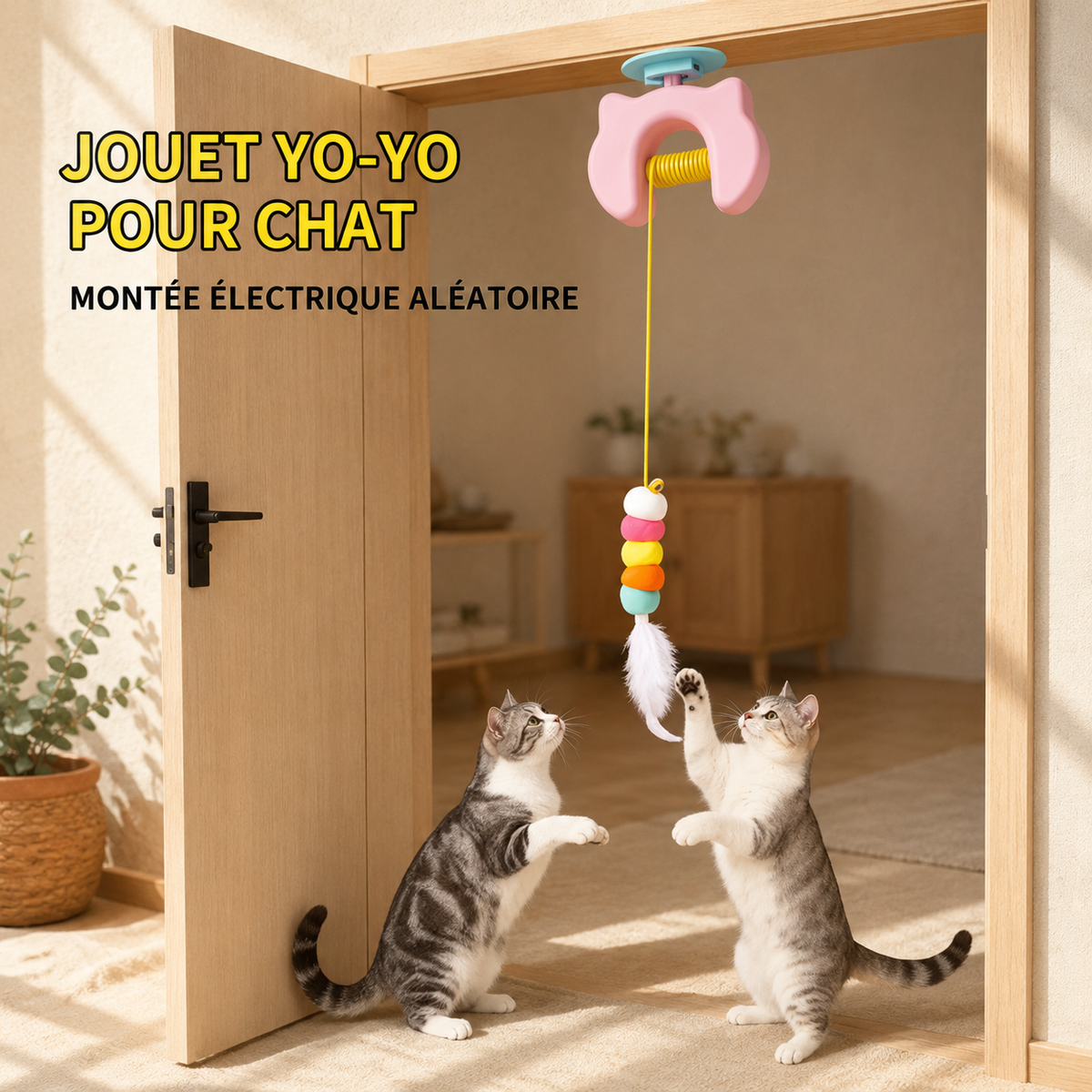 Jouet électrique à suspendre pour chat - Balançoire à plumes