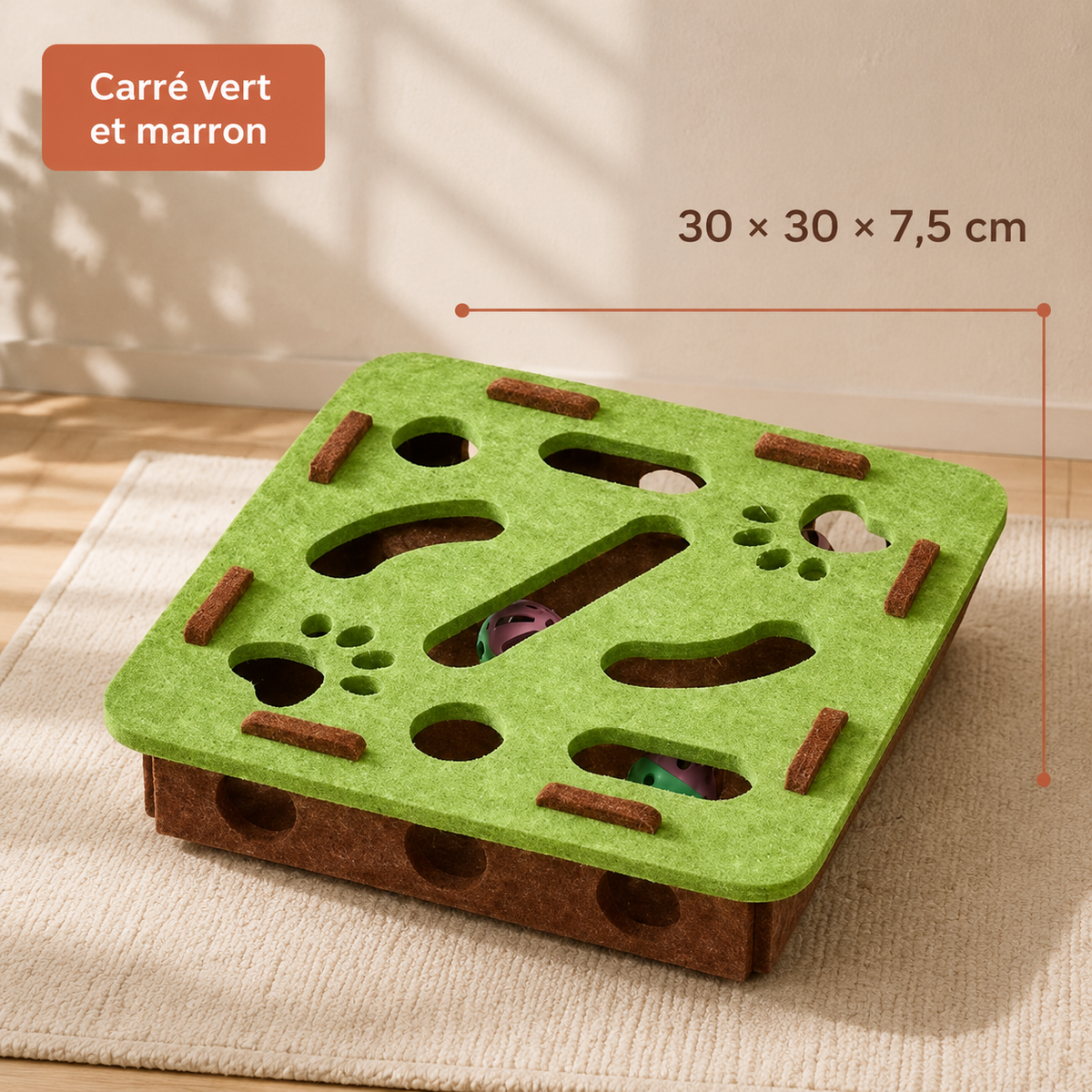 Tapis de chasse interactif pour chat avec bâton