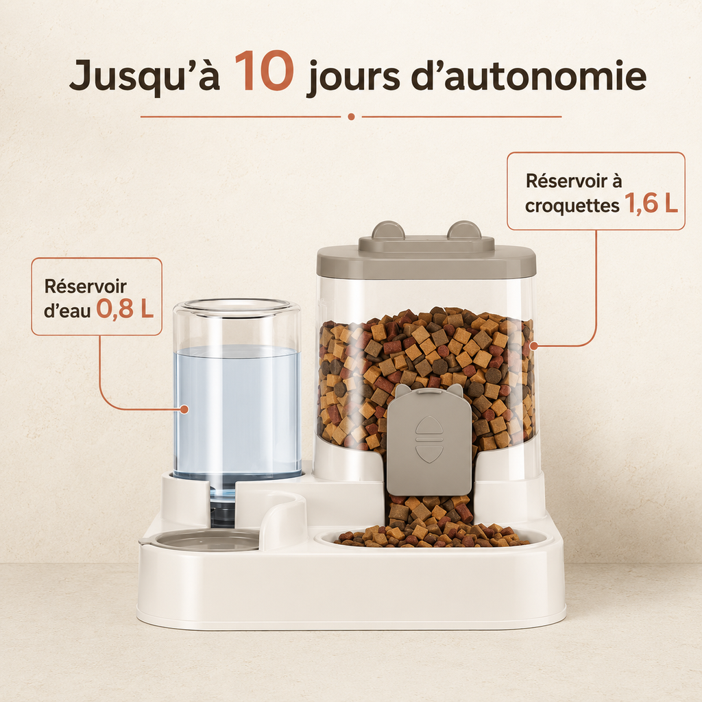Distributeur automatique de nourriture avec fontaine à eau