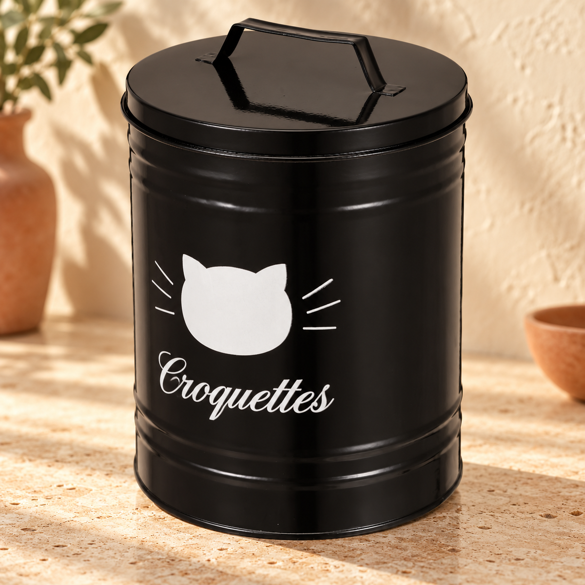 Boîte de conservation hermétique en métal pour croquettes