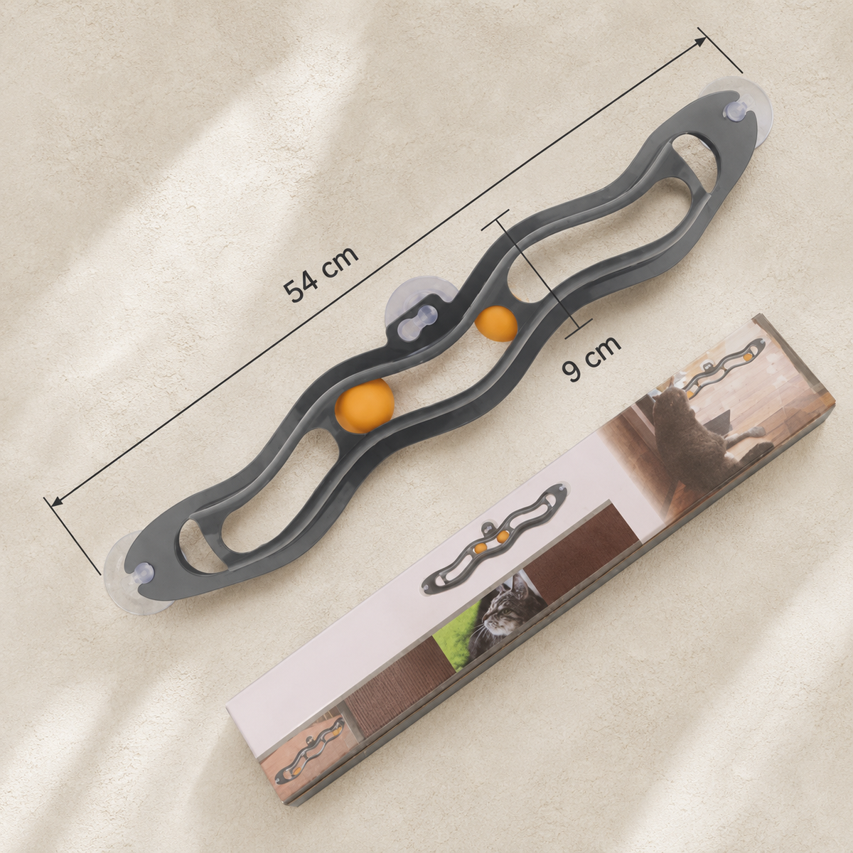 Circuit à ventouse avec balles pour chat, jouet de fenêtre