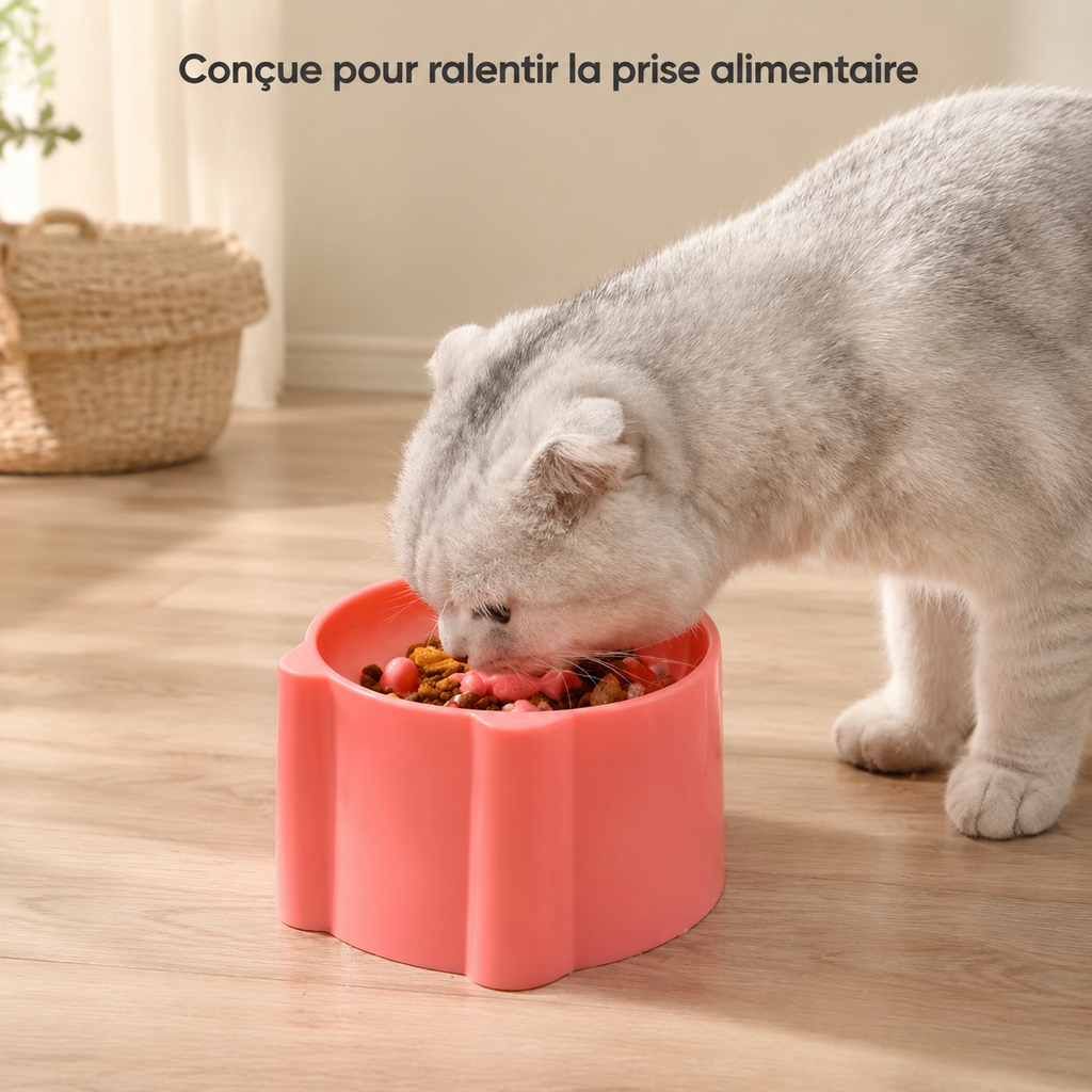 Gamelle anti-glouton pour chat et chien, design anti-étouffement