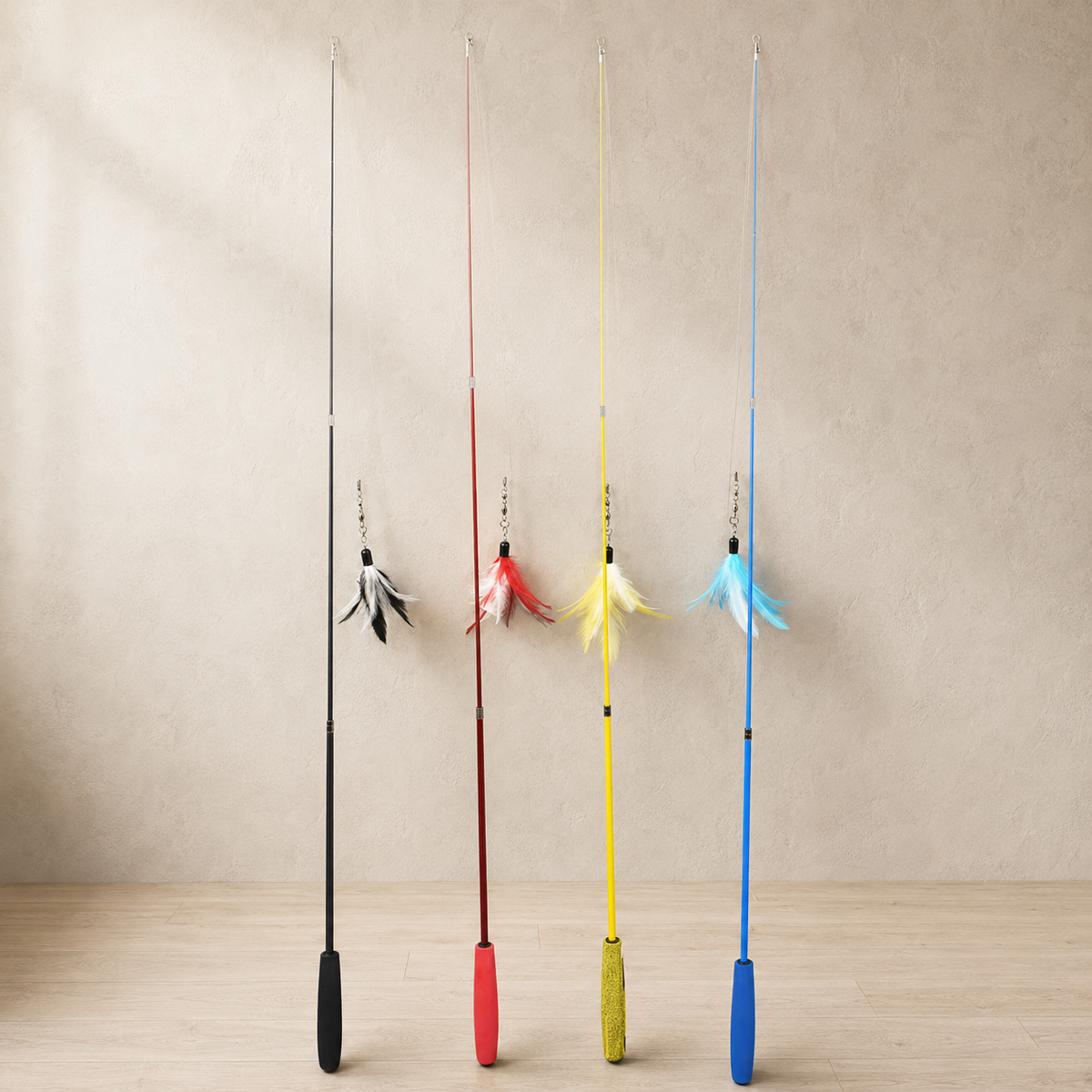 Canne à plumes interactive pour chat avec recharges