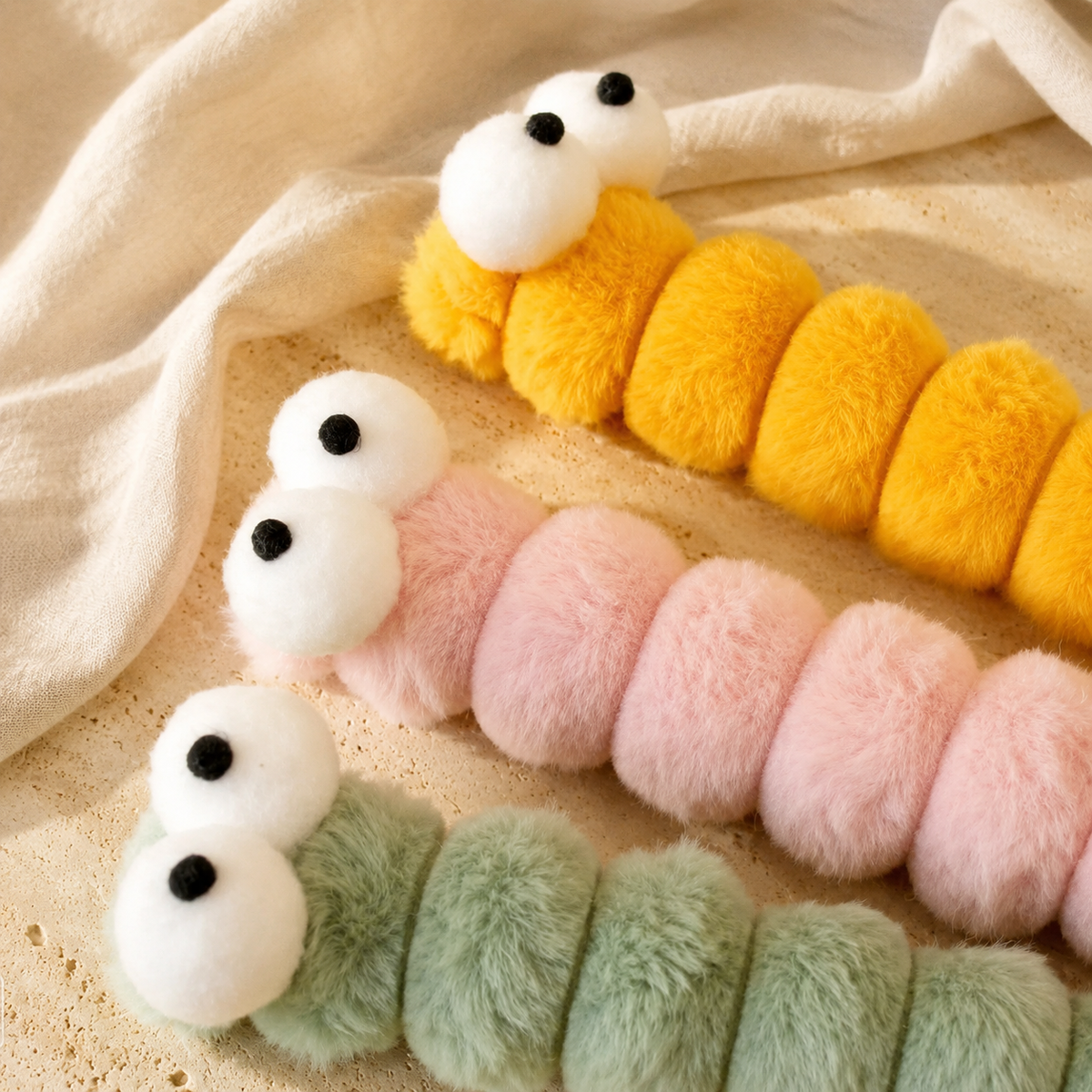 Peluche chenille à mâcher pour chat avec herbe à chat