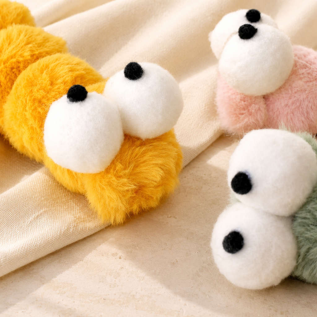Peluche chenille à mâcher pour chat avec herbe à chat