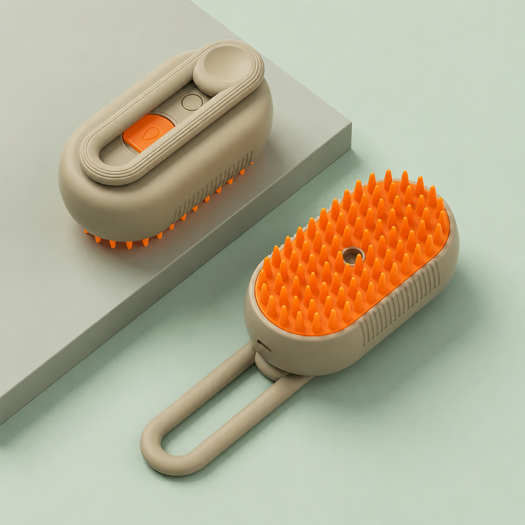 Brosse vapeur 3-en-1 pour chat et chien, massage et bain