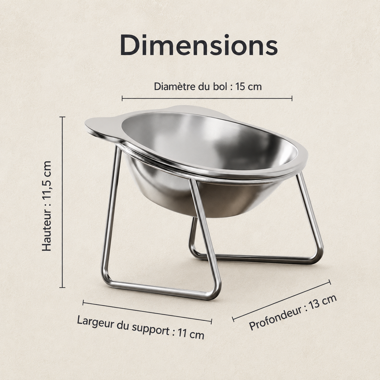 Gamelle surélevée inclinée en inox 304 pour chat