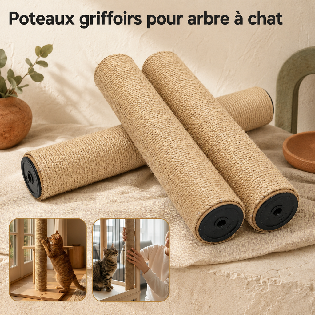 Poteau de rechange en sisal naturel pour arbre à chat (M8)