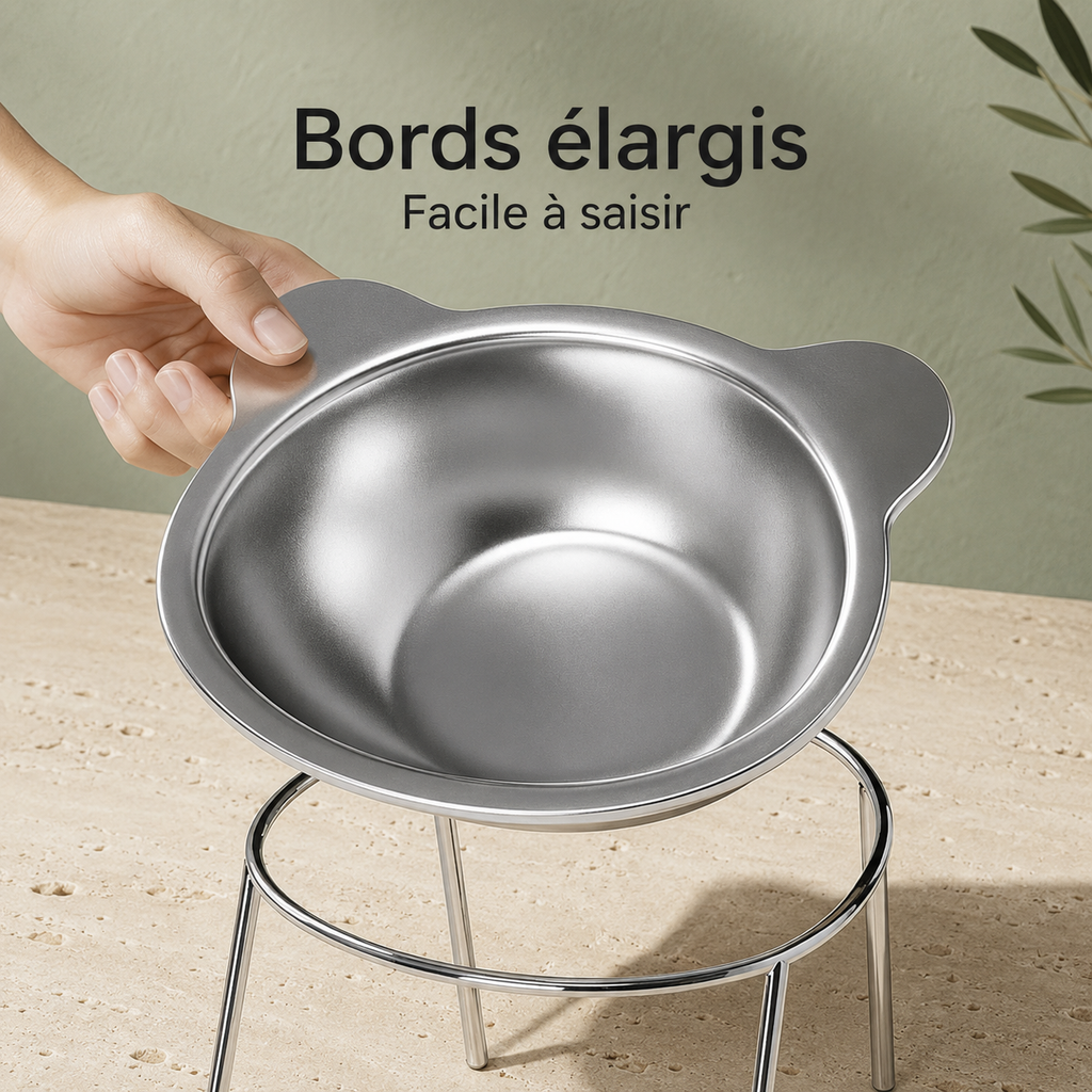 Gamelle surélevée inclinée en inox 304 pour chat