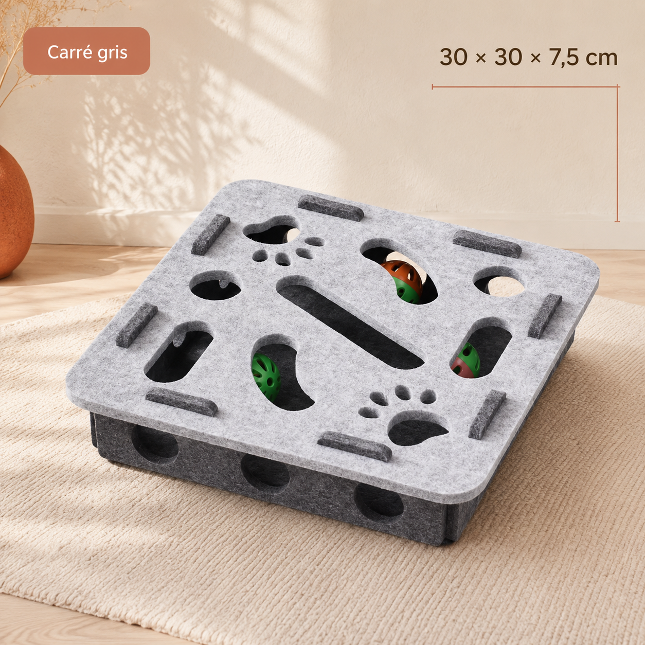 Tapis de chasse interactif pour chat avec bâton