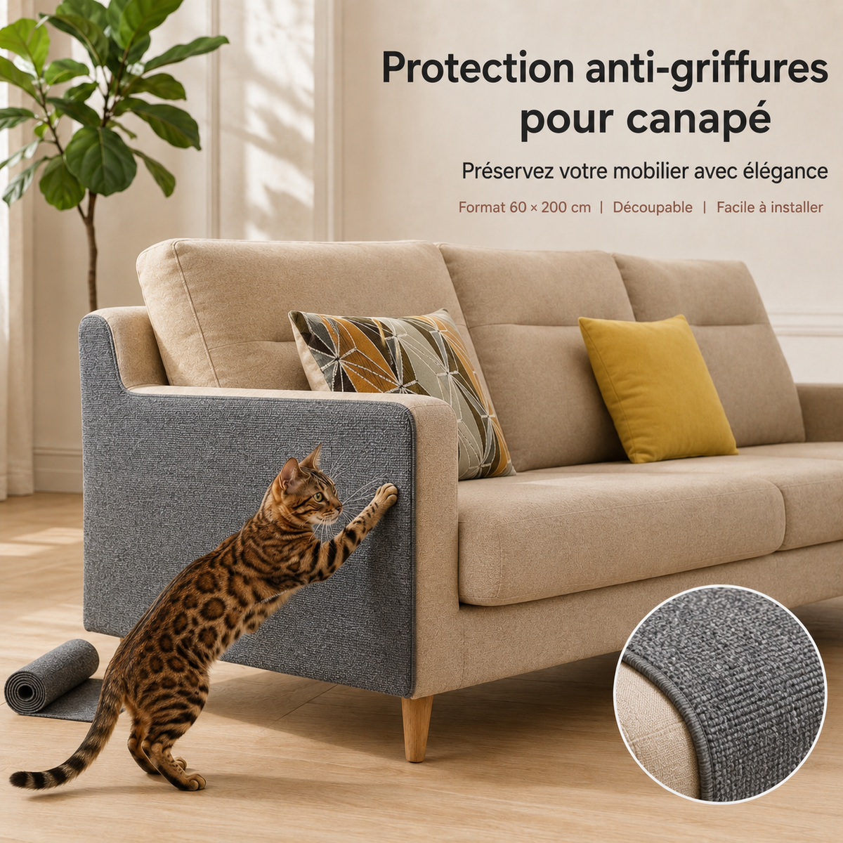 Tapis à gratter auto-adhésif pour chat