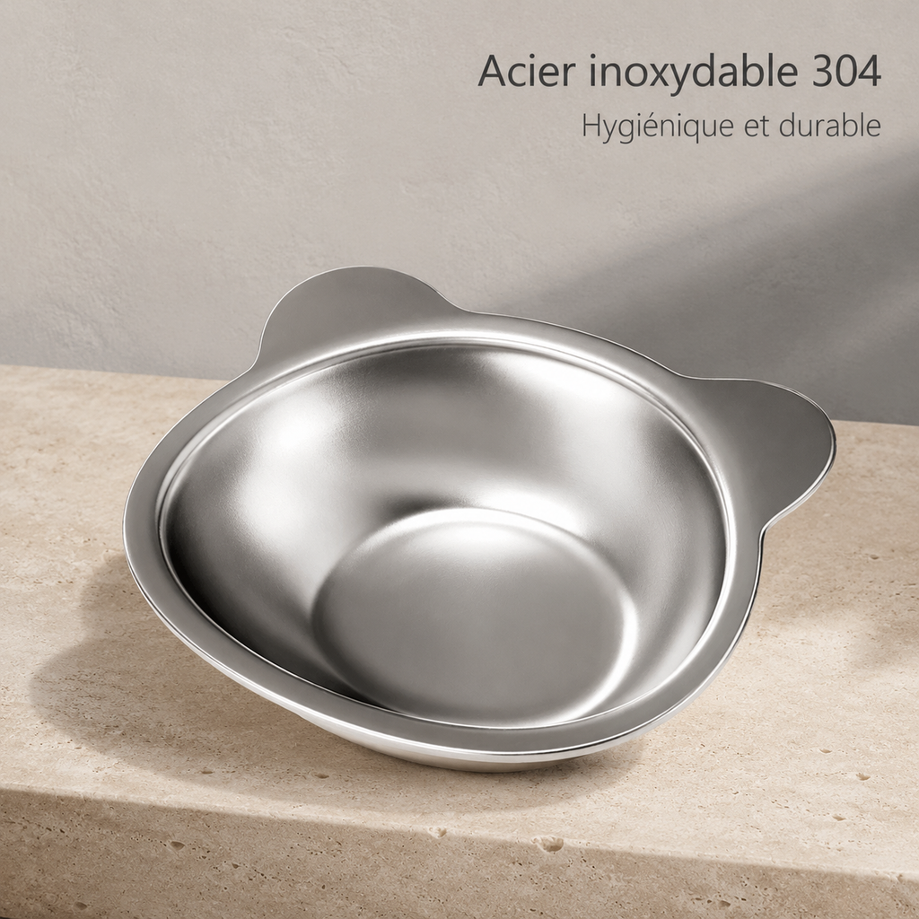 Gamelle surélevée inclinée en inox 304 pour chat