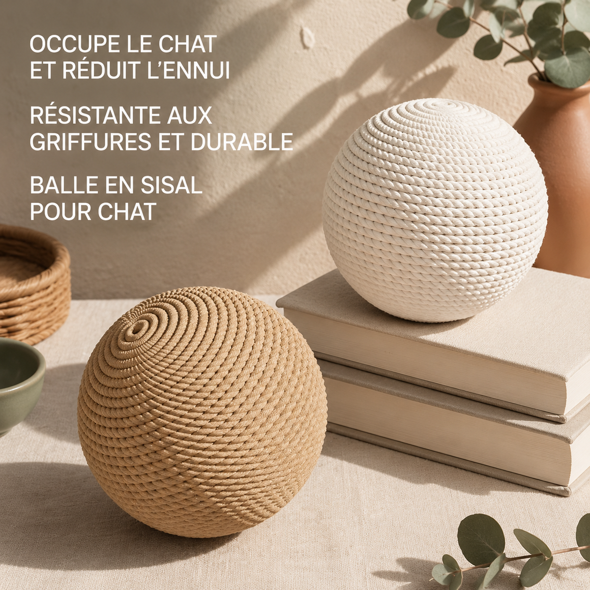 Balle à gratter en sisal pour chat - sonore