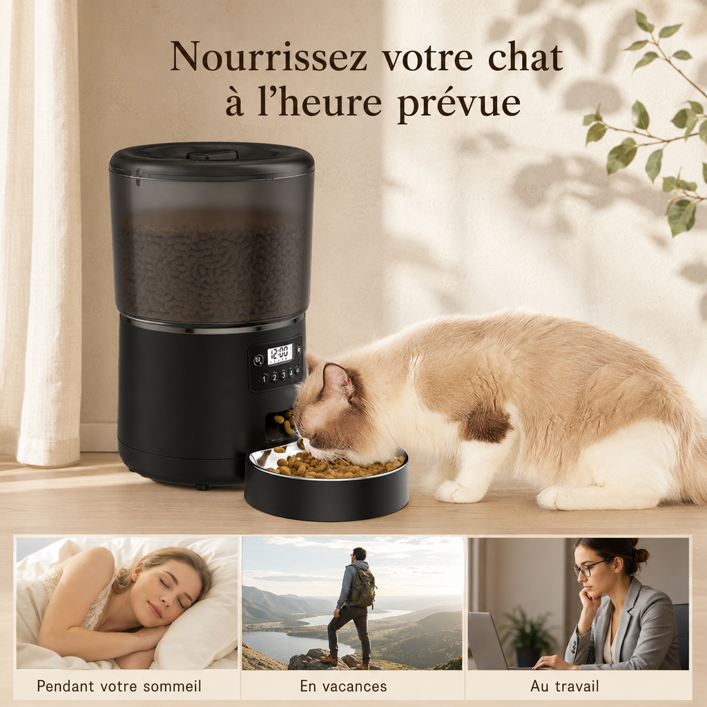 Distributeur automatique de croquettes 4L, programmable