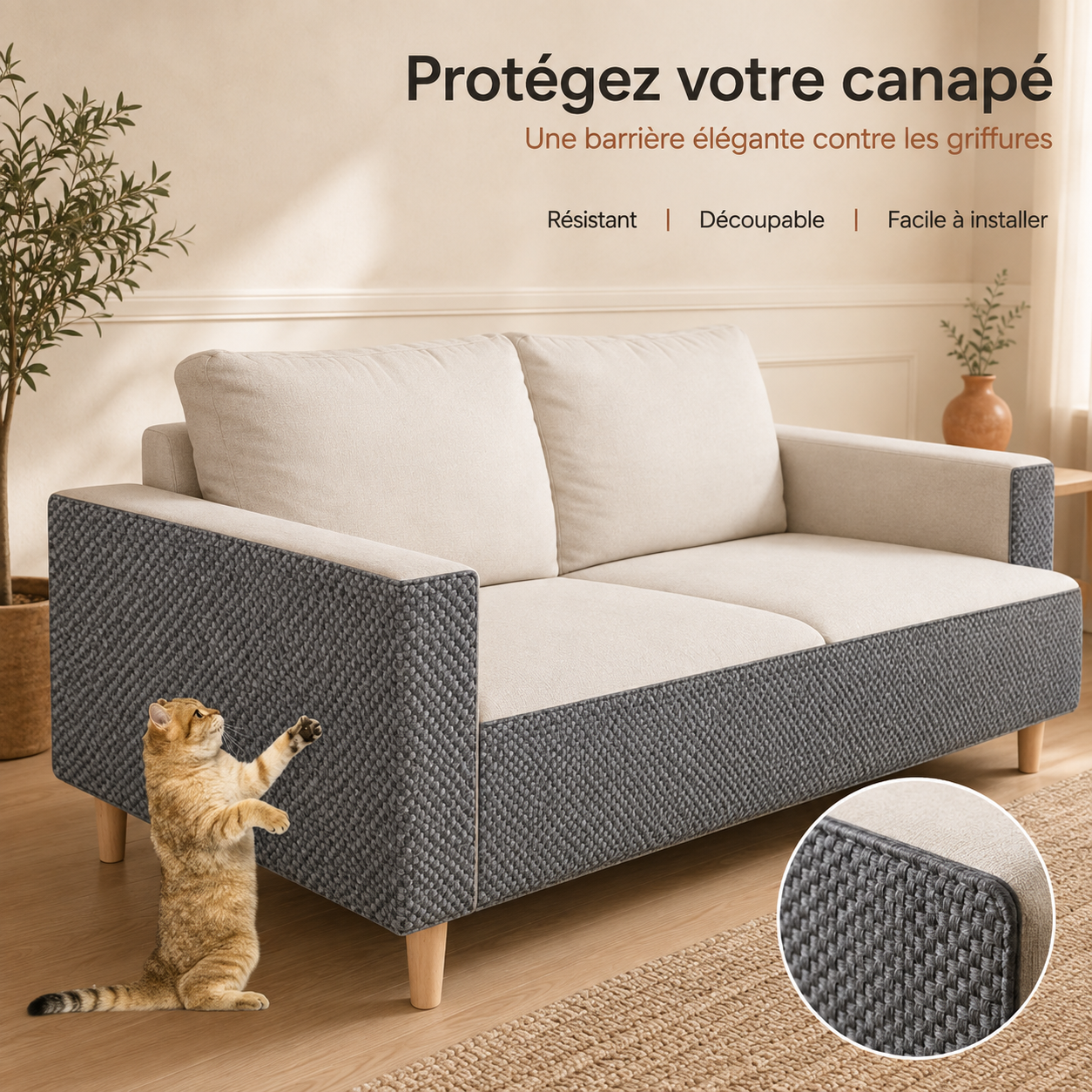 Tapis à gratter auto-adhésif pour chat