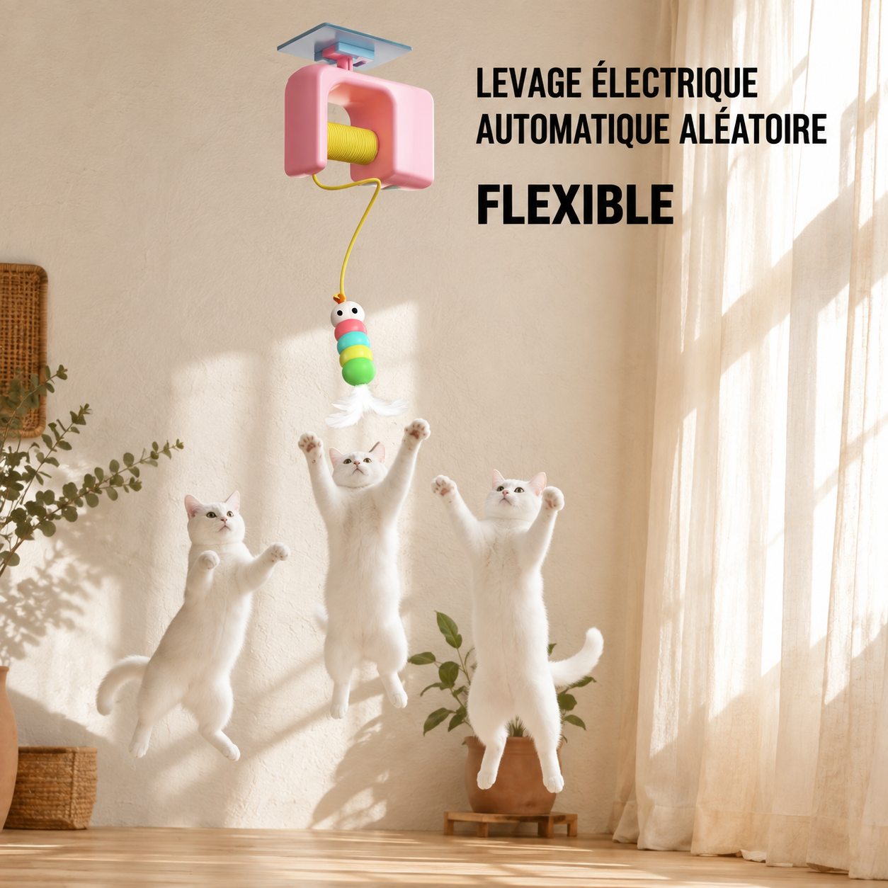 Jouet électrique à suspendre pour chat - Balançoire à plumes