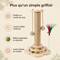 Arbre à chat griffoir avec plateau tournant et plumeau
