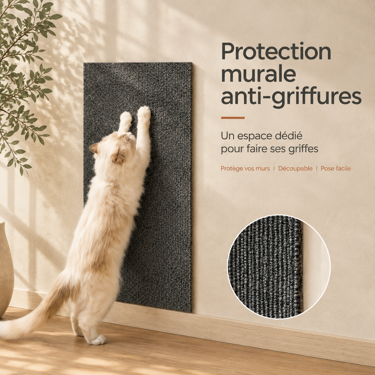 Tapis à gratter auto-adhésif pour chat