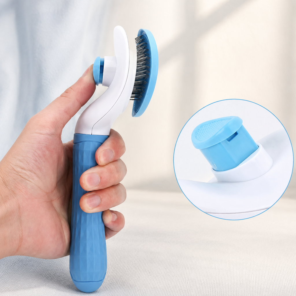 Brosse auto-nettoyante anti-poils pour chat et chien