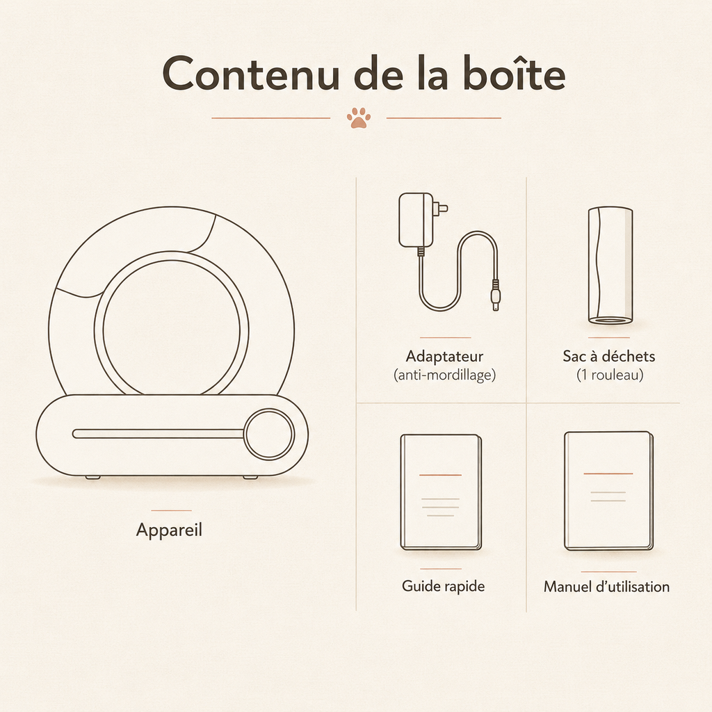 Bac à litière auto-nettoyant intelligent 65L connecté