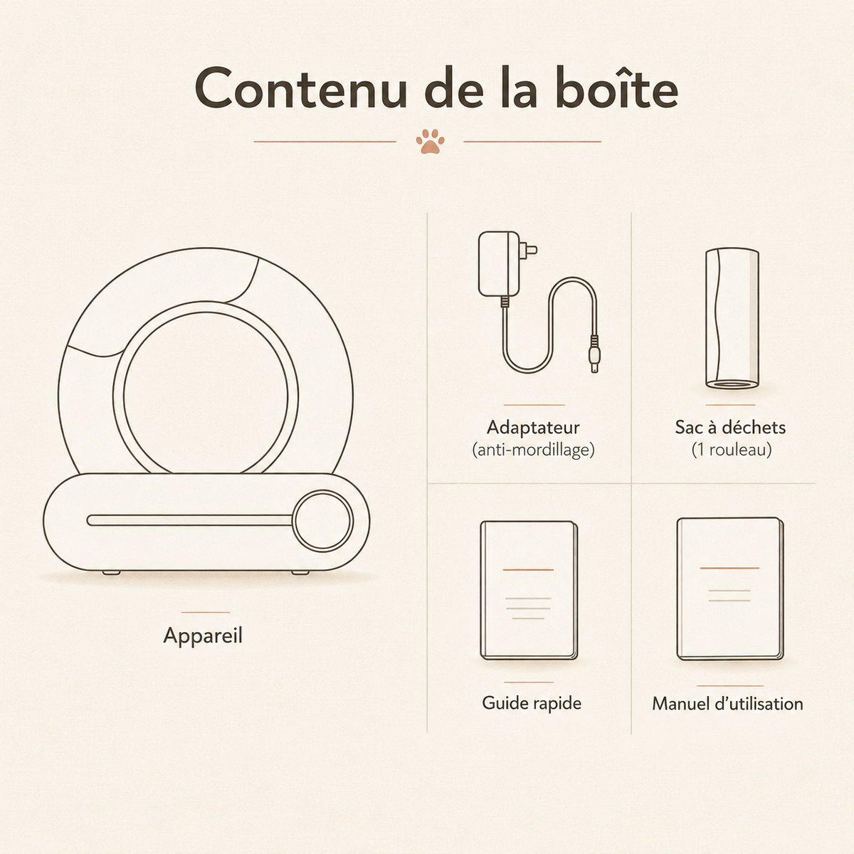 Bac à litière auto-nettoyant intelligent 65L connecté