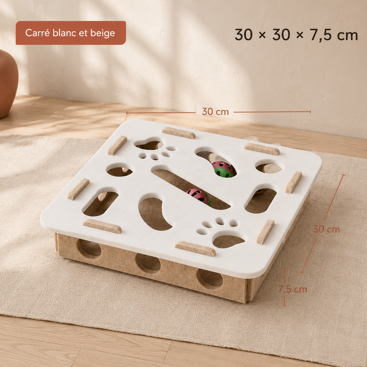 Tapis de chasse interactif pour chat avec bâton