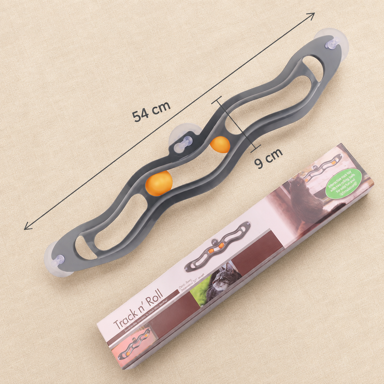 Circuit à ventouse avec balles pour chat, jouet de fenêtre