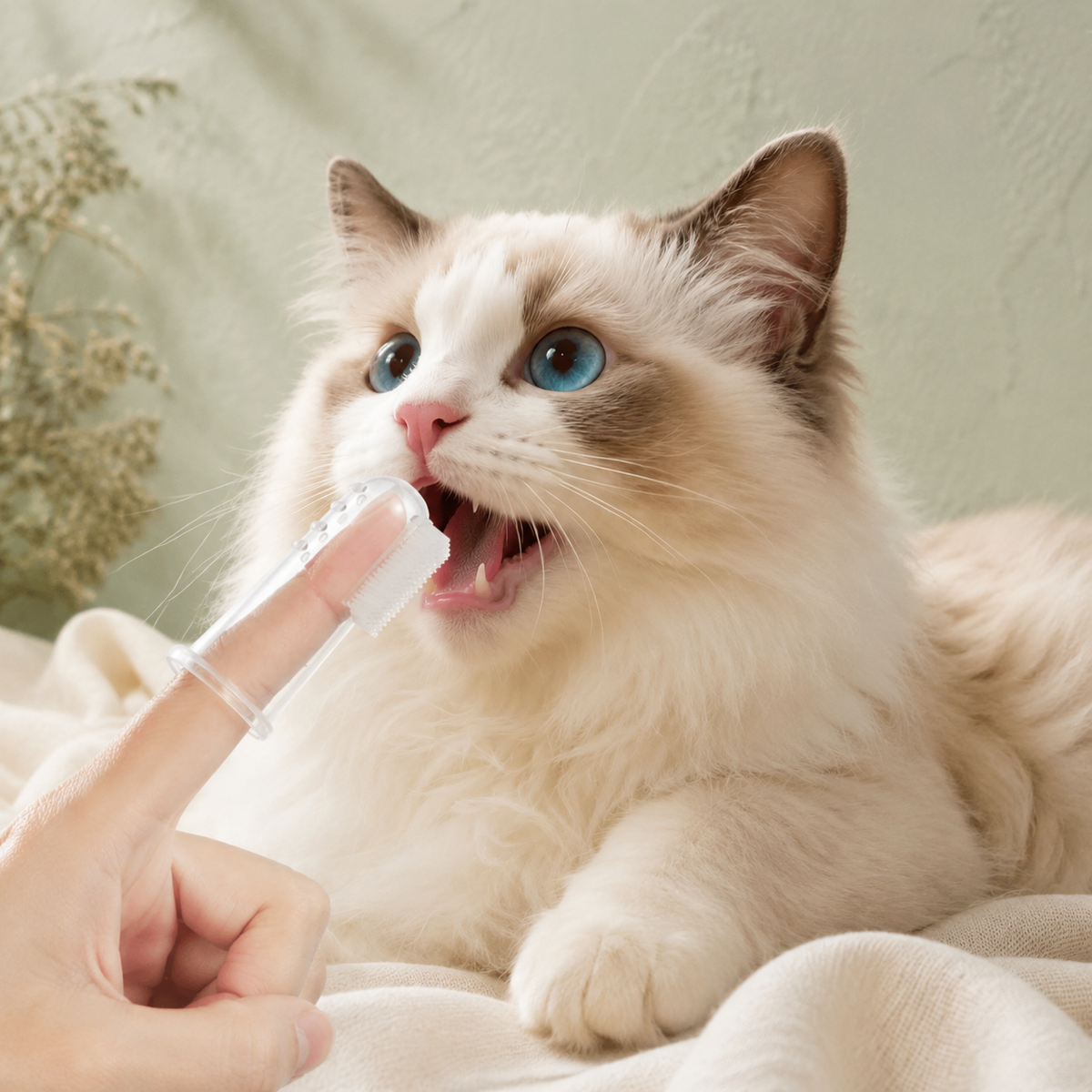 Dentifrice saveur thon pour chat avec brosse et doigtier
