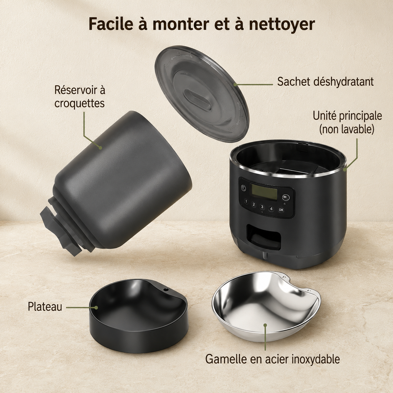 Distributeur automatique de croquettes 4L, programmable